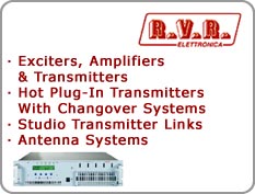 RVR Exciters, Amplifiers & Transmitters, Hot Plug in Transmitters with Changeover Systems, Studio Transmitter Links, Antenna Systems