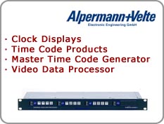 Alpermann+Velte - Clock Displays, Time Code Products, Master Time Code Generator, Video Data Processor